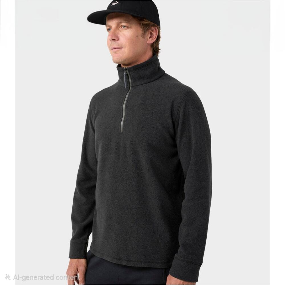Stio Men's Turpin Fleece Half Zip, Abyss Black sz M NWT Shirt-style Snap cuffs - Picture 10 of 12